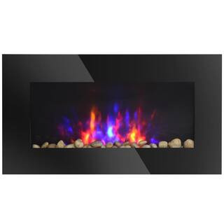 28.5 in. 1500-Watt Electric Wall-Mounted Fireplace with Flame Effect, 7 Color Background Light an... | The Home Depot