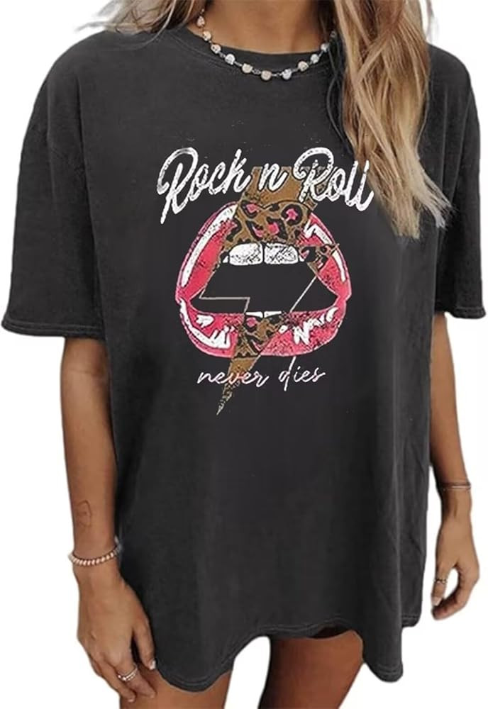 Music City T-Shirt Women Country Music Oversized Tshirts Vintage Graphic Rock Concert Shirts Rock... | Amazon (US)