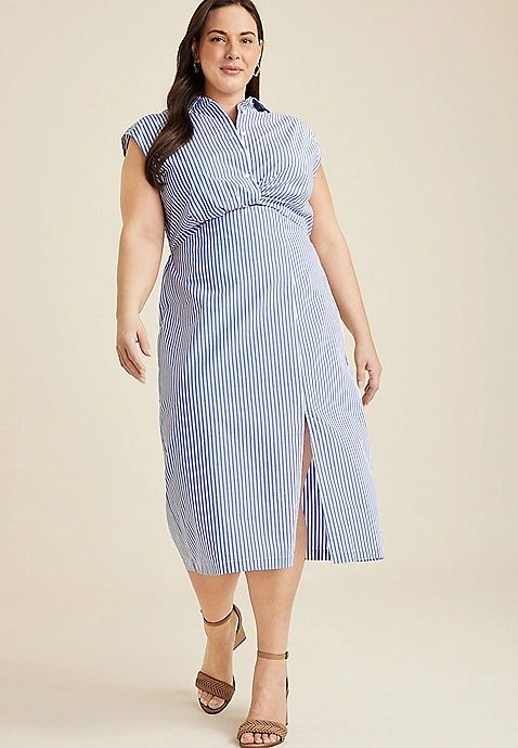 Plus Size Striped Twist Front Shirt Dress | Maurices