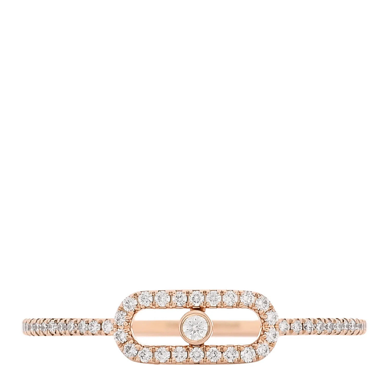 Messika 18K Rose Gold Diamond Move Uno Pave Ring 58 8.5 1780957 | FASHIONPHILE (US)