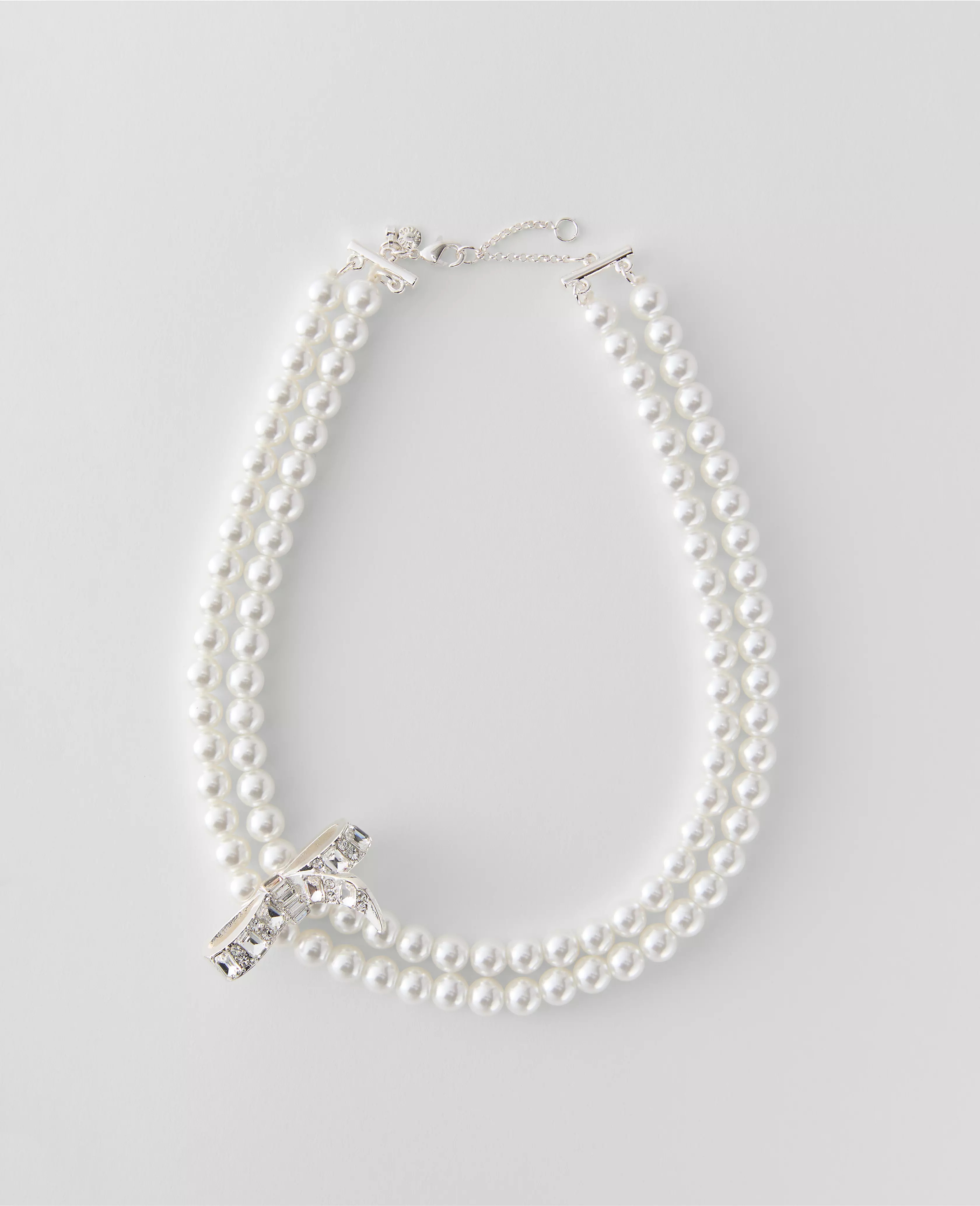 Double Wrap Pearl Bow Necklace | Ann Taylor