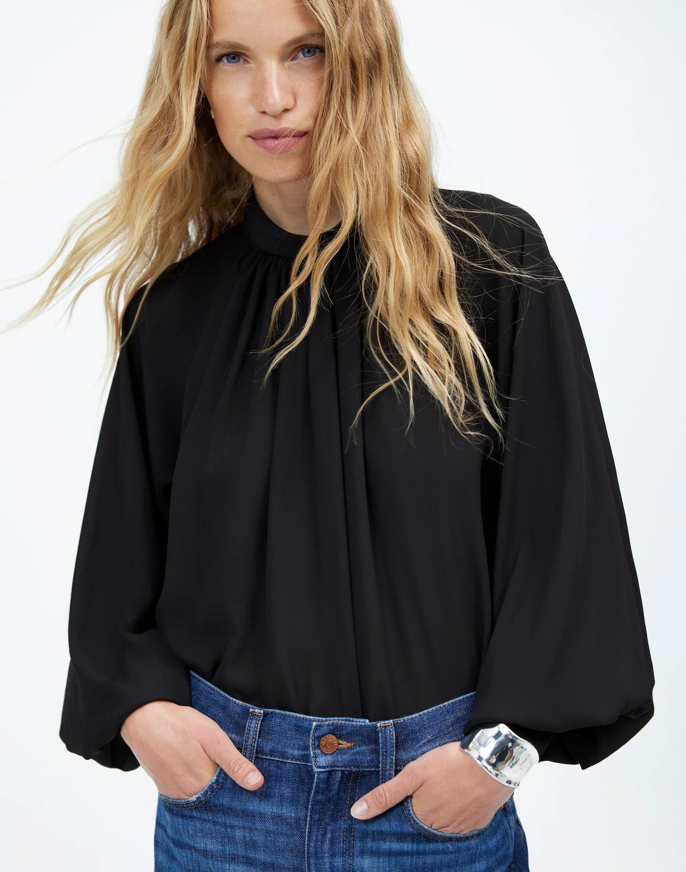 Turtleneck Long-Sleeve Top in Chiffon | Madewell
