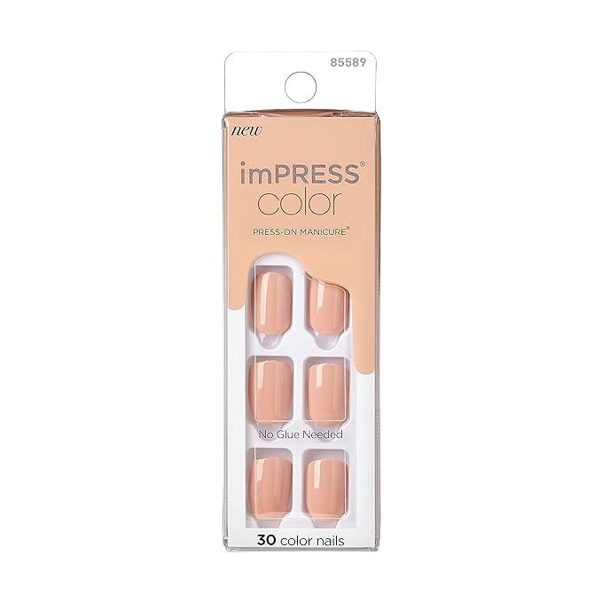 KISS imPRESS Color Press-On Manicure Fake Nails, Latte - Short & Square, Solid Beige/Brown/Neutra... | Amazon (US)