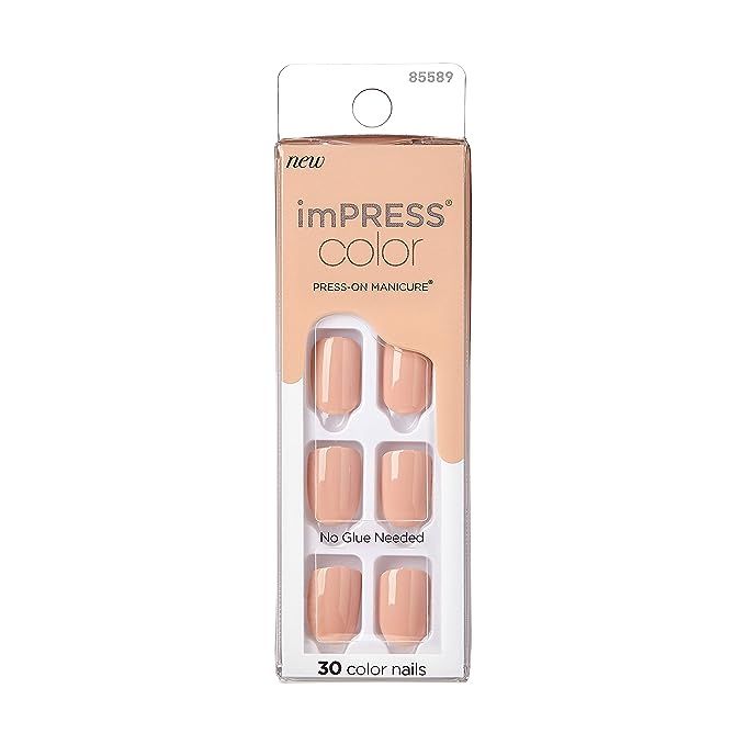 KISS imPRESS Color Press-On Manicure Fake Nails, Latte - Short & Square, Solid Beige/Brown/Neutra... | Amazon (US)