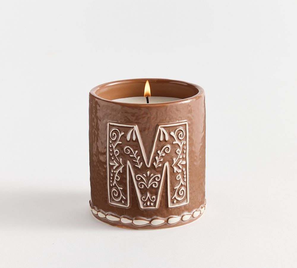 Gingerbread Alphabet Candle: M: Small (Gingerbread Spice) | Pottery Barn (US)
