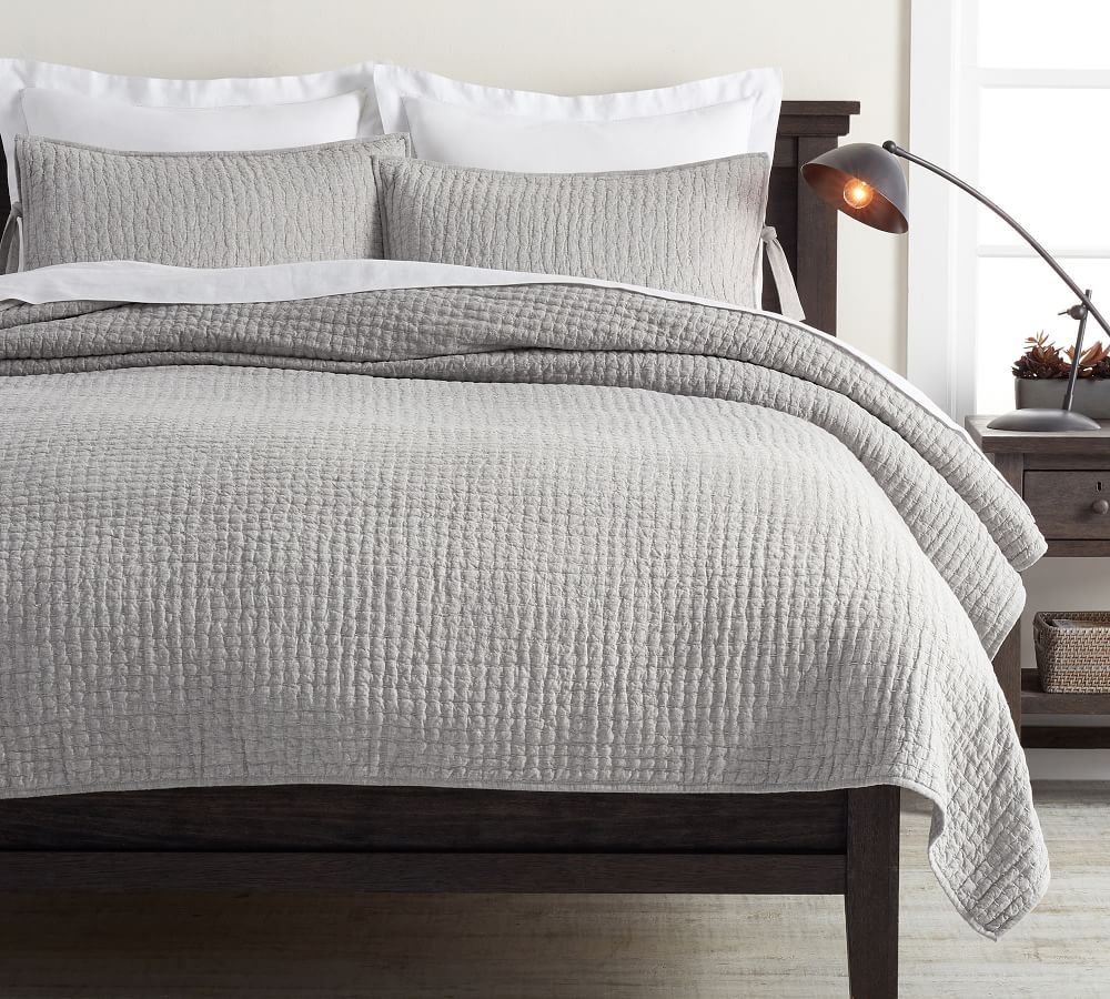 Pick-Stitch Handcrafted Cotton/Linen Quilt & Shams | Pottery Barn (US)