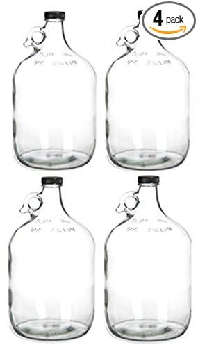 Home Brew Ohio 4 Glass Water Bottle, Includes 38 mm Polyseal Cap, 1 gal Capacity (Pack of 4) | Amazon (US)