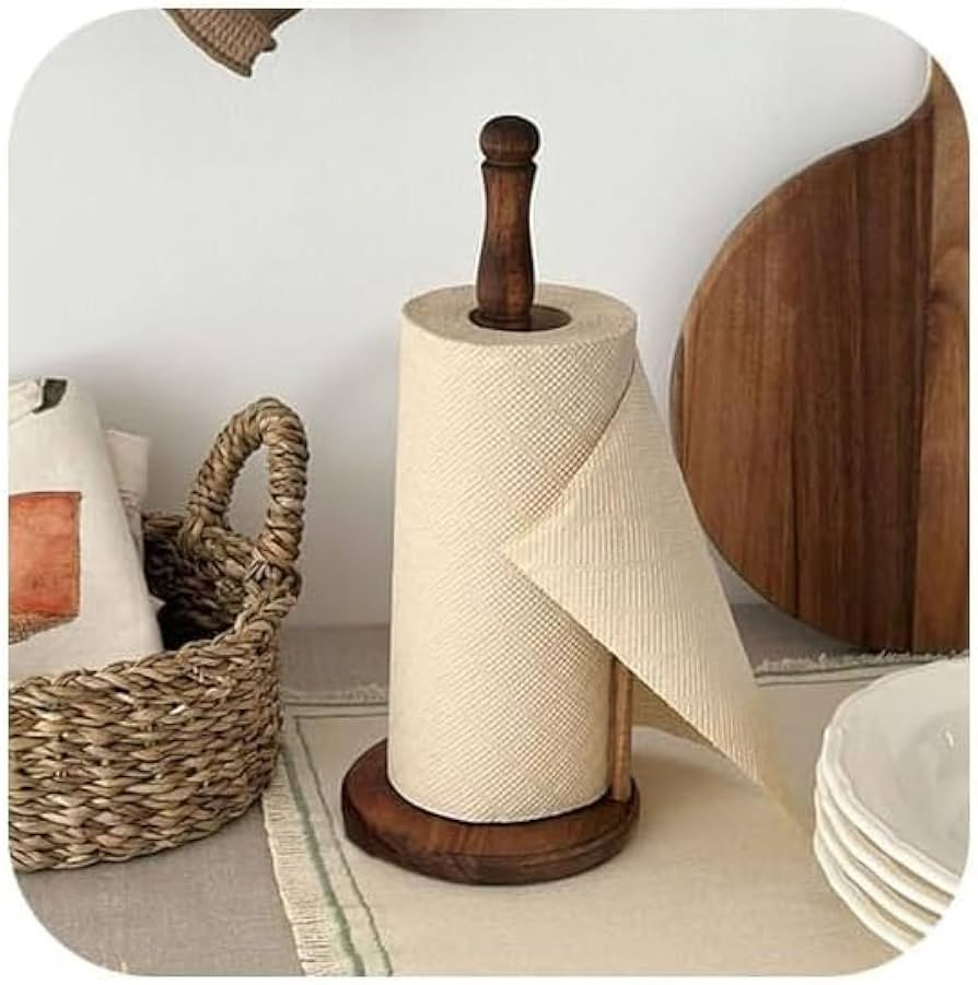 Wood Paper Towel Holder, Vintage Wooden Countertop Paper Towel Holders for Kitchen Roll Holder, P... | Amazon (US)