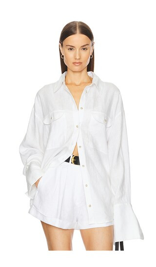 Washed Linen Shirt in Natural White | Revolve Clothing (Global)
