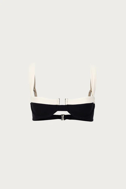 Underwire Top (Faux Suede Black/Cream) | SAME
