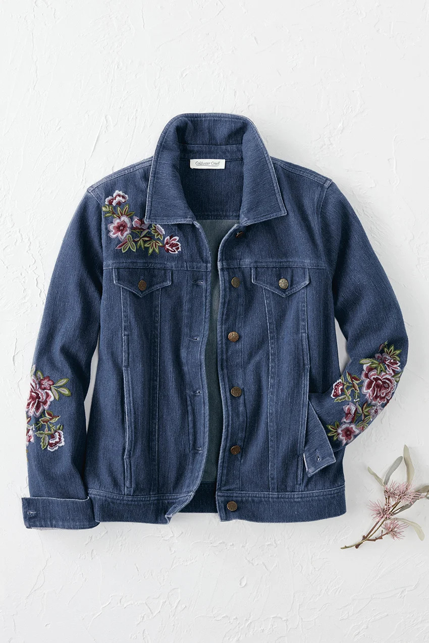 Embroidered Knit Denim Jacket | Coldwater Creek