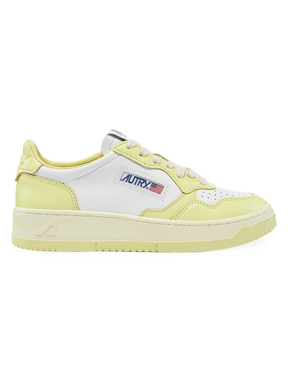 Women's Medalist Leather Low-Top Sneakers - White Lime Yellow - Size 5 | Saks Fifth Avenue