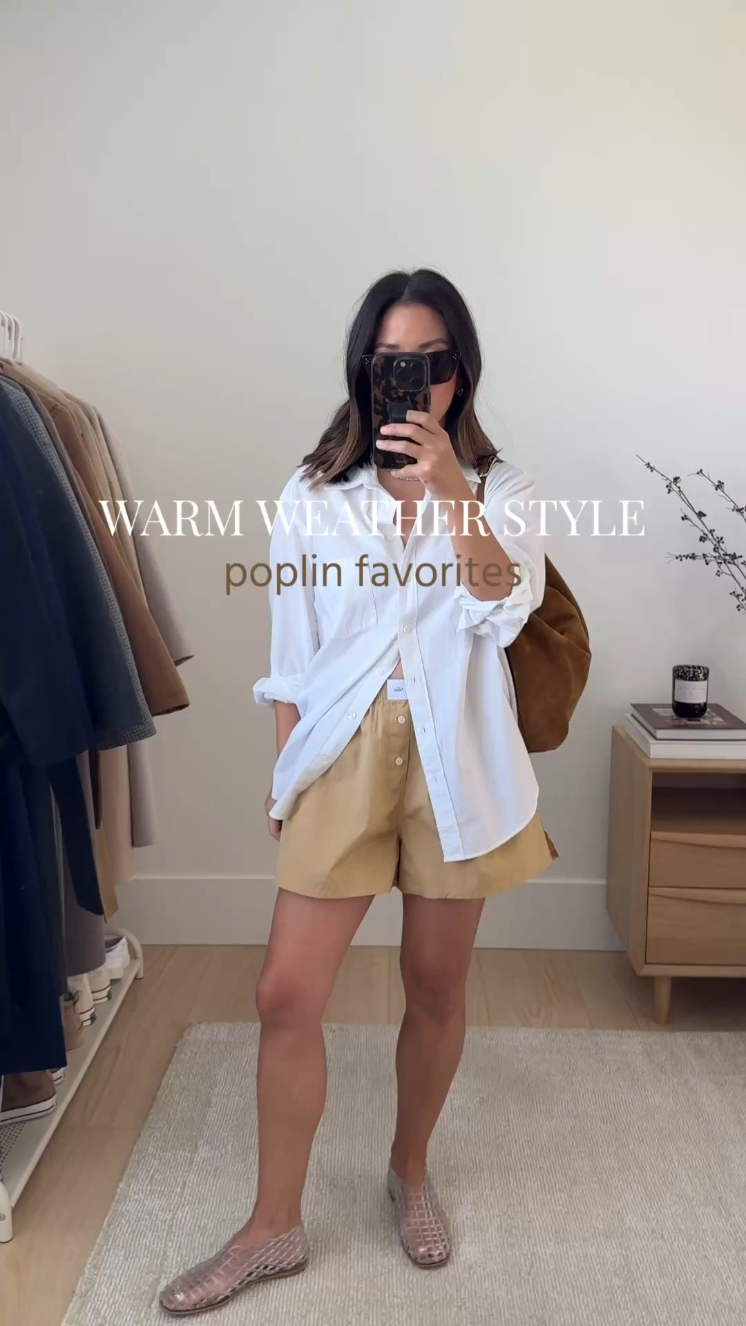 Easy basics for warm weather. 

Gap poplin Big Shirt petite xs
Aritzia boxer shorts medium
Amazon Jelly flats 5
Liffner Pillow shoulder bag (color is old)
Celine sunglasses

Petite style, summer style, vacation outfit, spring outfits 2026


#LTKPetite #LTKootd #LTKSeasonal