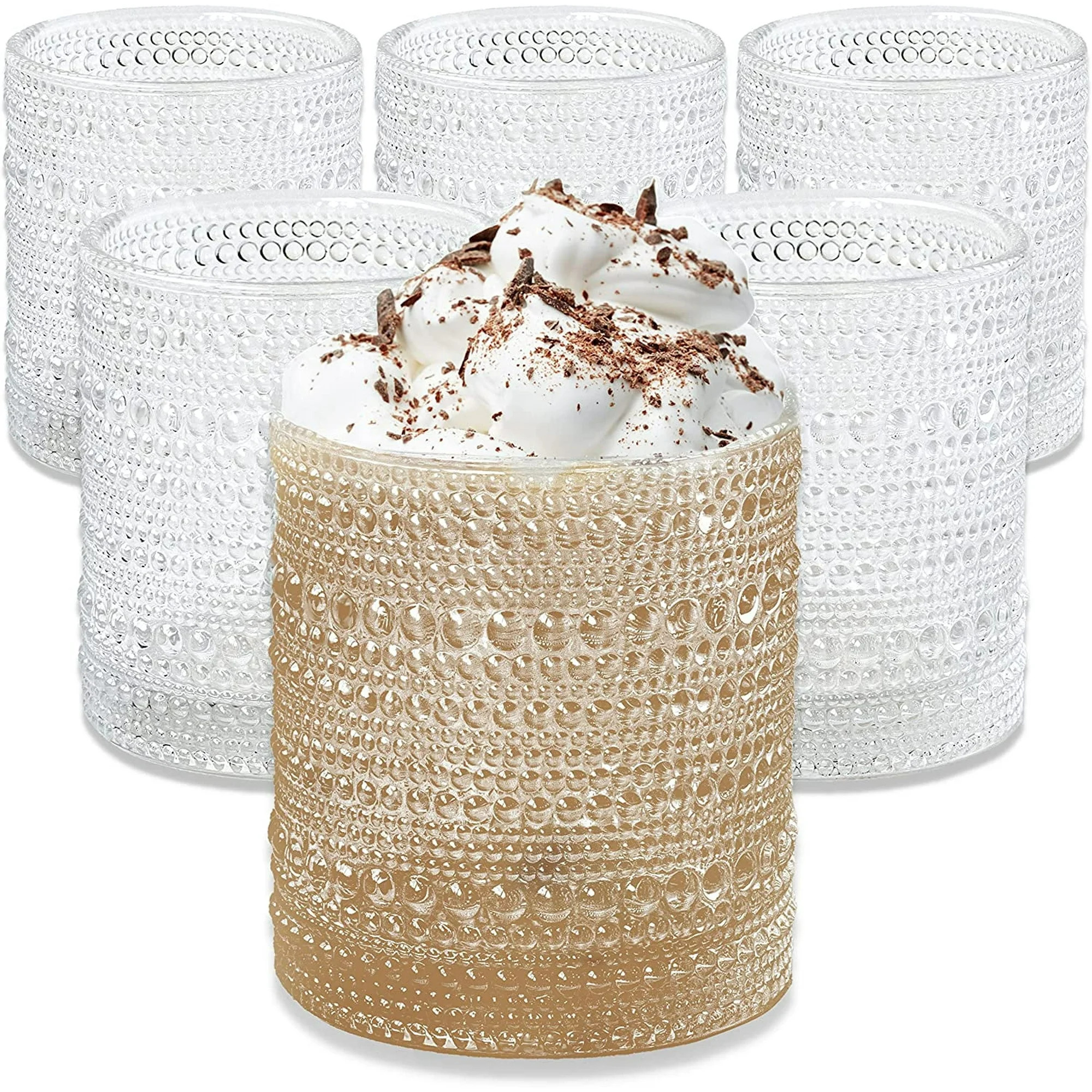 Kate Aspen Clear Hobnail Beaded Drinking Glasses Set of 6 -10 oz Vintage Glassware Set Cocktail G... | Walmart (US)