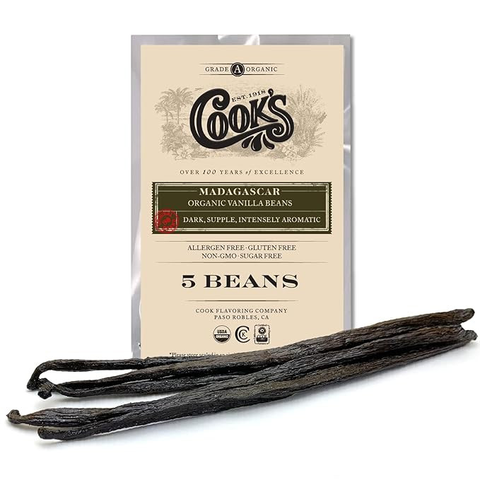 5 Organic Madagascar Whole Vanilla Beans, Grade A Vanilla Pods, Premium Vanilla Beans for Making ... | Amazon (US)