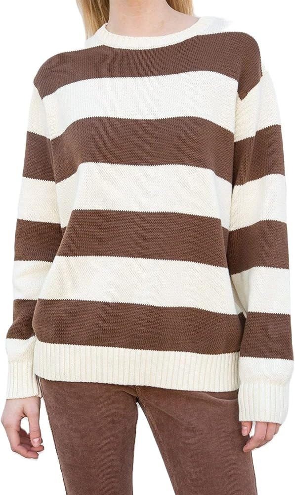 Women Y2K Striped Sweater Knit Oversized Long Sleeve Pullover Sweaters 90S Harajuku Preppy E-Girl... | Amazon (US)