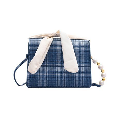 Casual Plaid Pearl Crossbody Bags Female PU Bow Square Small Shoulder Pouch | Walmart (US)