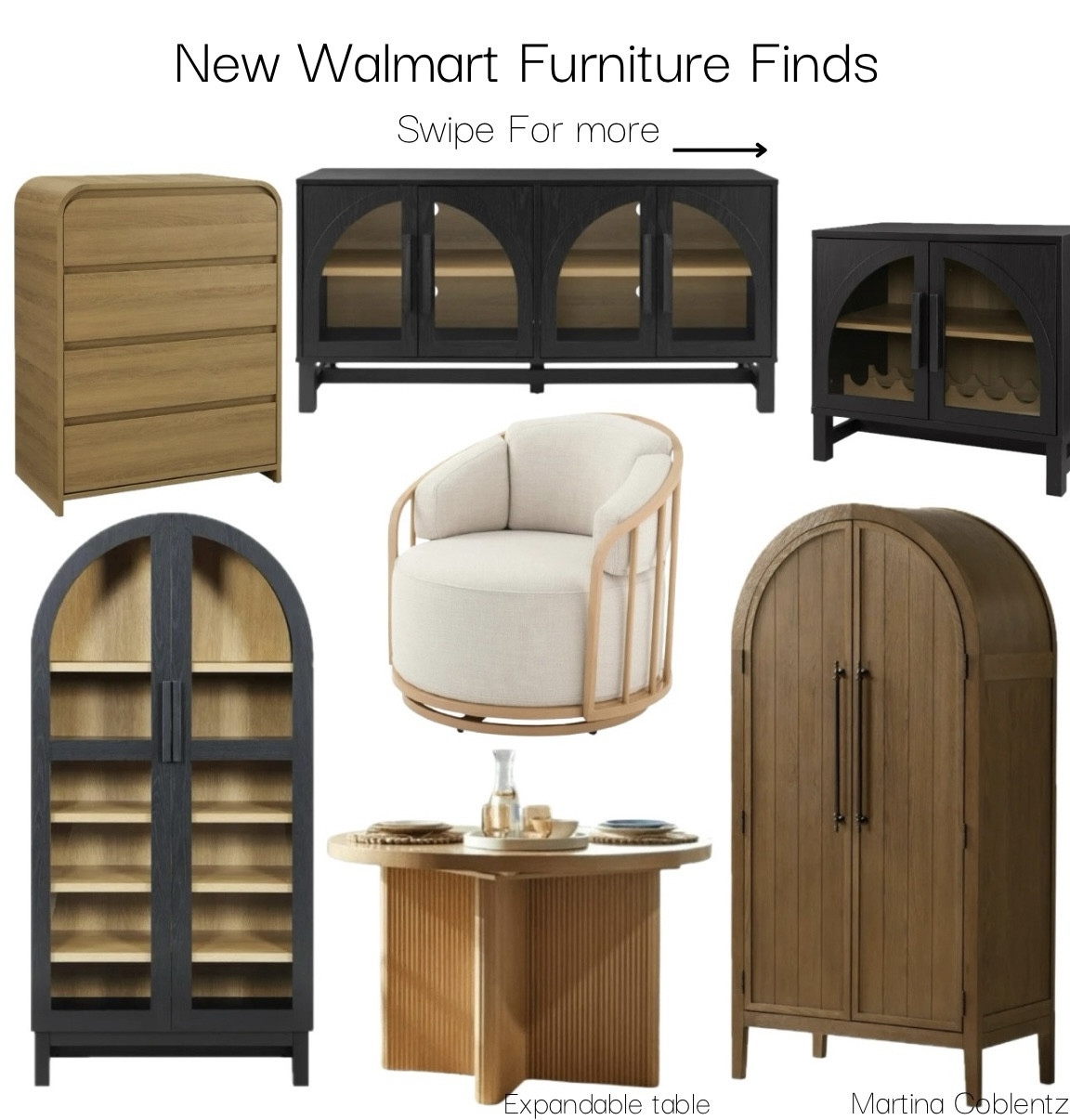 New Walmart furniture finds. Swipe for more finds. 

•arched cabinet •dining table •fluted furniture •home decor •cabinets •designer dupe •Walmart finds •Walmart furniture •affordable furniture •swivel chair •furniture finds 

#LTKfamily #LTKsalealert #LTKhome