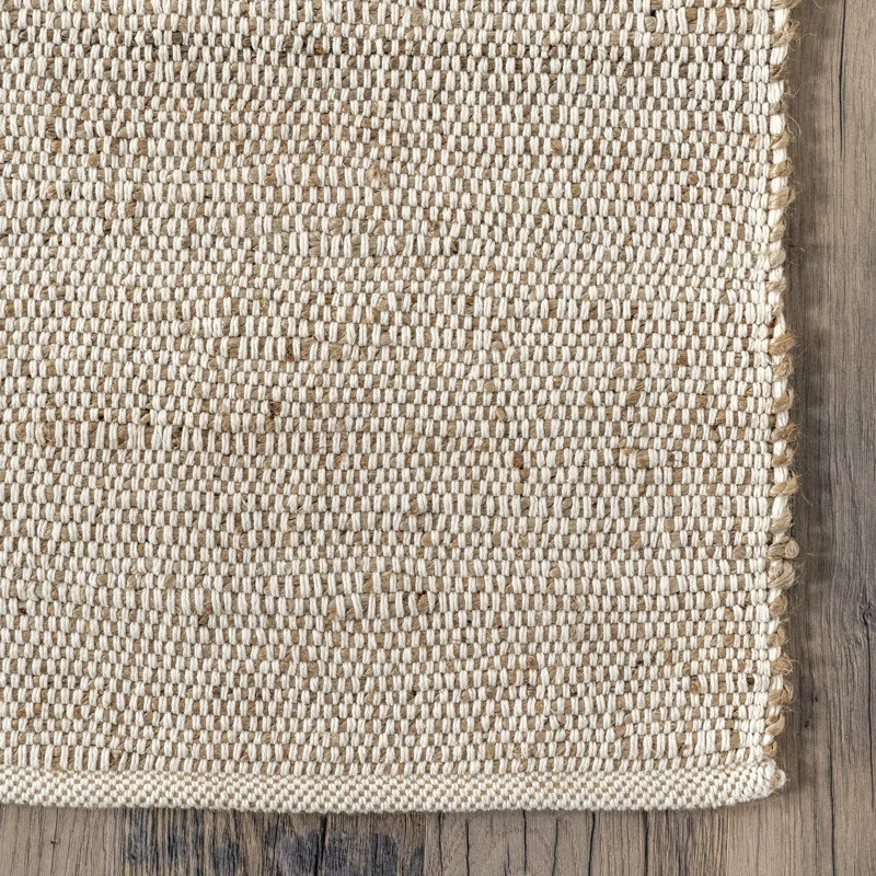 Helton Farmhouse Handmade Flatweave Jute/Cotton Beige Rug | Wayfair North America