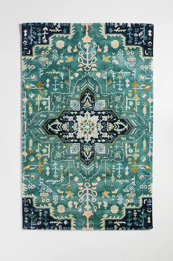 Hand Tufted Floral & Persian Area Rug Wool Modern Area Rug Carpet for Living Room, Bedroom, Dinin... | Amazon (US)