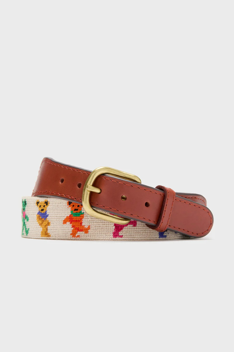 Oatmeal Dancing Bears Needlepoint Belt | Tuckernuck (US)