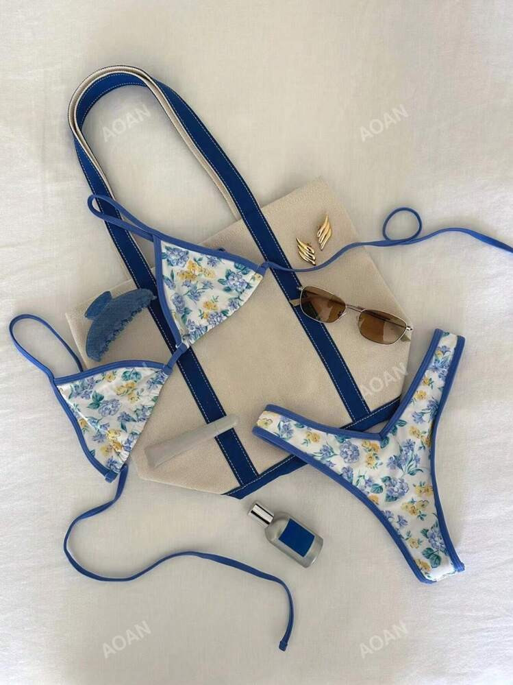Women Floral Print Cute Bikini Swimsuit Set For Summer Beach | SHEIN