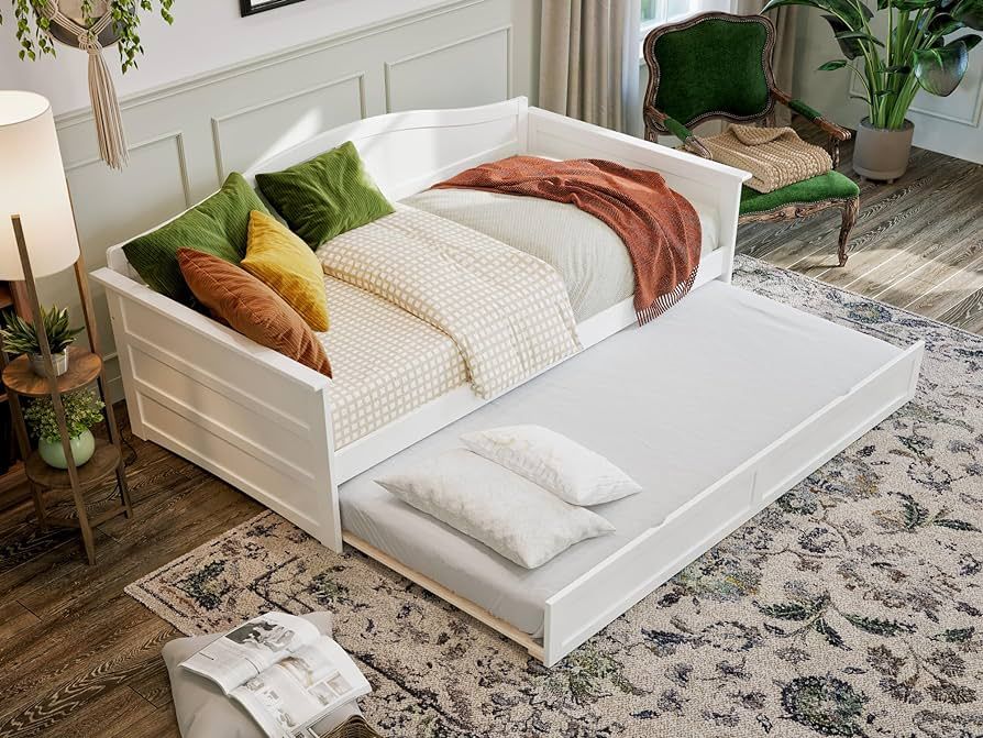 AFI, Acadia Twin Size Wood Daybed Frame with Twin Trundle, White | Amazon (US)
