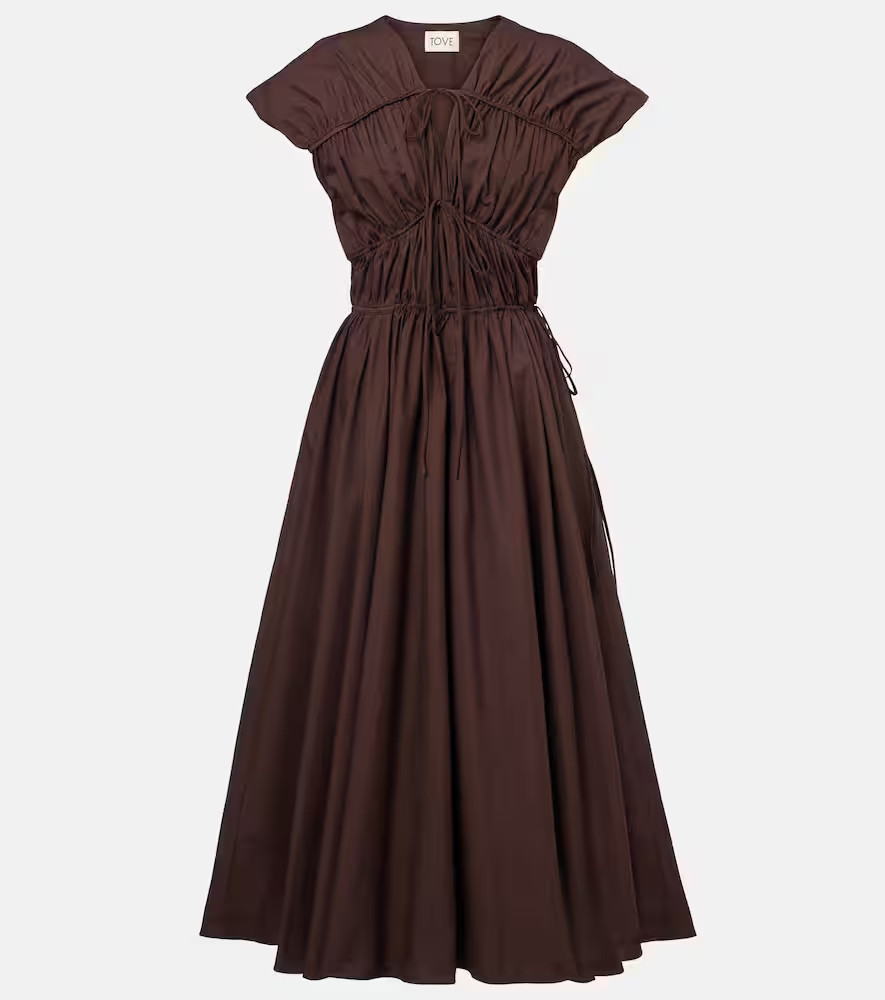Tove Ceres gathered cotton midi dress | Mytheresa (UK)