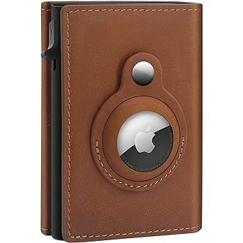 GAOCHALE AirTag Wallet Genuine Leather Air Tag Wallet RFID Technology Credit Card Holder with Min... | Amazon (US)