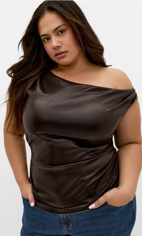 Elianna Faux Leather Top - espresso | City Chic AU
