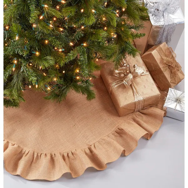 Ruffled Jute Christmas Tree Skirt - 84" - Red | Bed Bath & Beyond