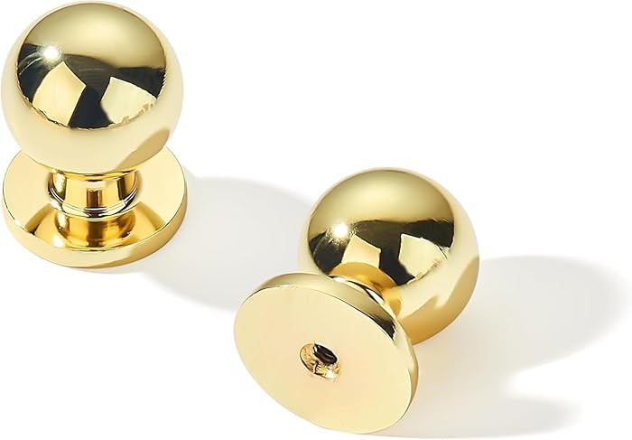 khtumeware 10 Pack 1-1/8 Inch Cabinet Knobs Polished Brass Solid Drawer Pulls and Door Knobs for ... | Amazon (US)