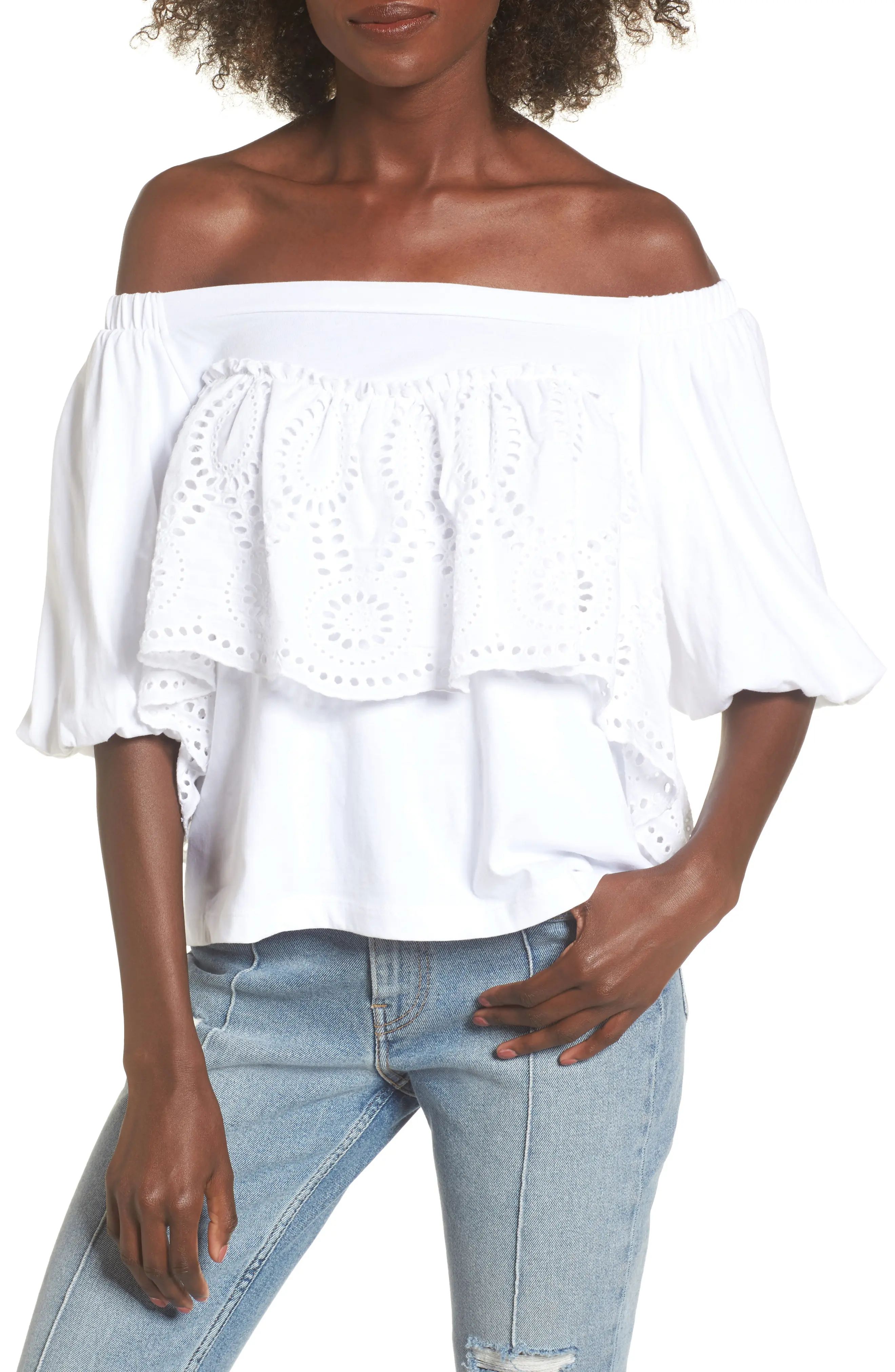 Eyelet Ruffle Off the Shoulder Top | Nordstrom