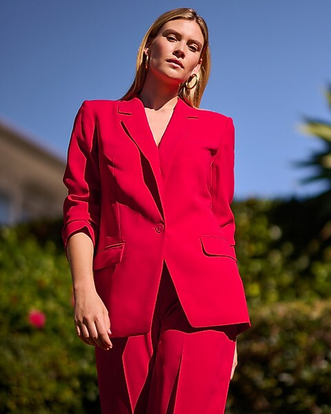 One Button Cinched Boyfriend Blazer | Express