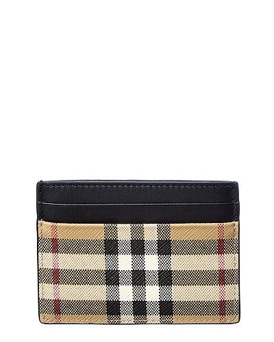 Vintage Check E-Canvas & Leather Card Holder | Gilt