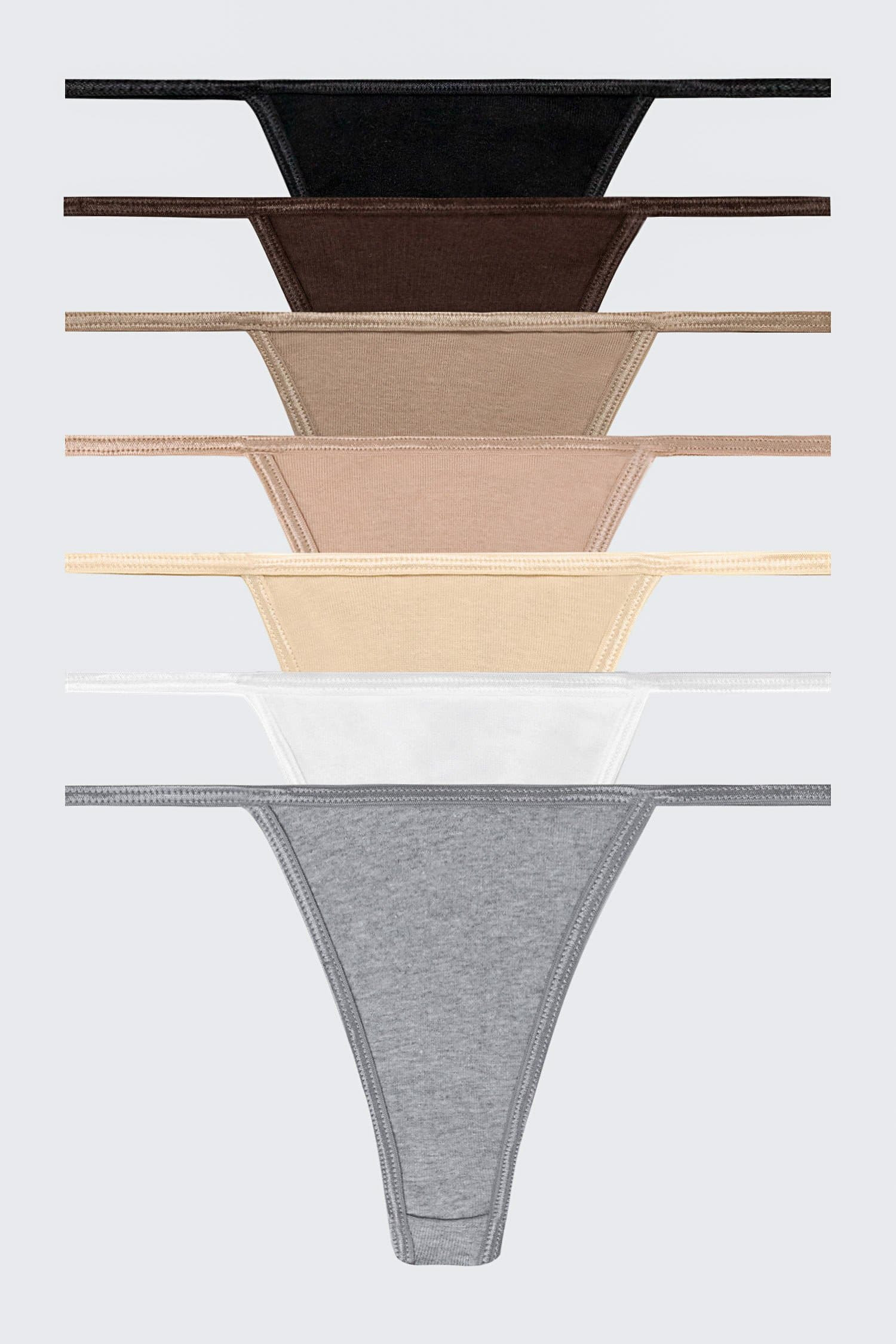 43013SET - Contrast Baby Rib Thong 7-Pack | Los Angeles Apparel