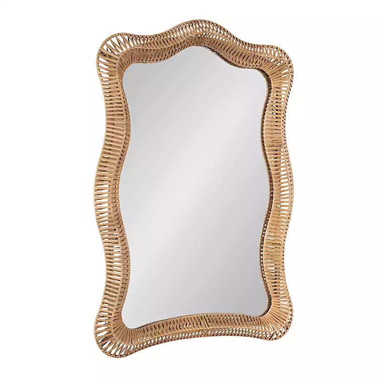 Natural Rattan Rachel Wavy Wall Mirror | Kirklands Home | Kirklands