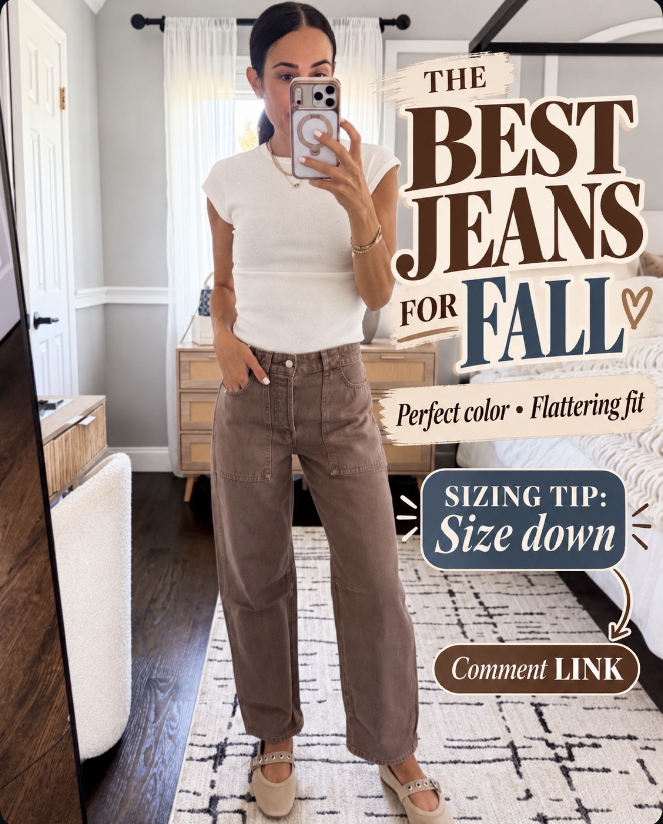 These might be the BEST jeans for fall 🤎 The color is perfect, the fit is so flattering and they’re such an easy everyday pair.

Sizing tip: Size down!

Comment LINK and I’ll send them to you! 👖

#LTKOver40 #LTKSeasonal #LTKootd