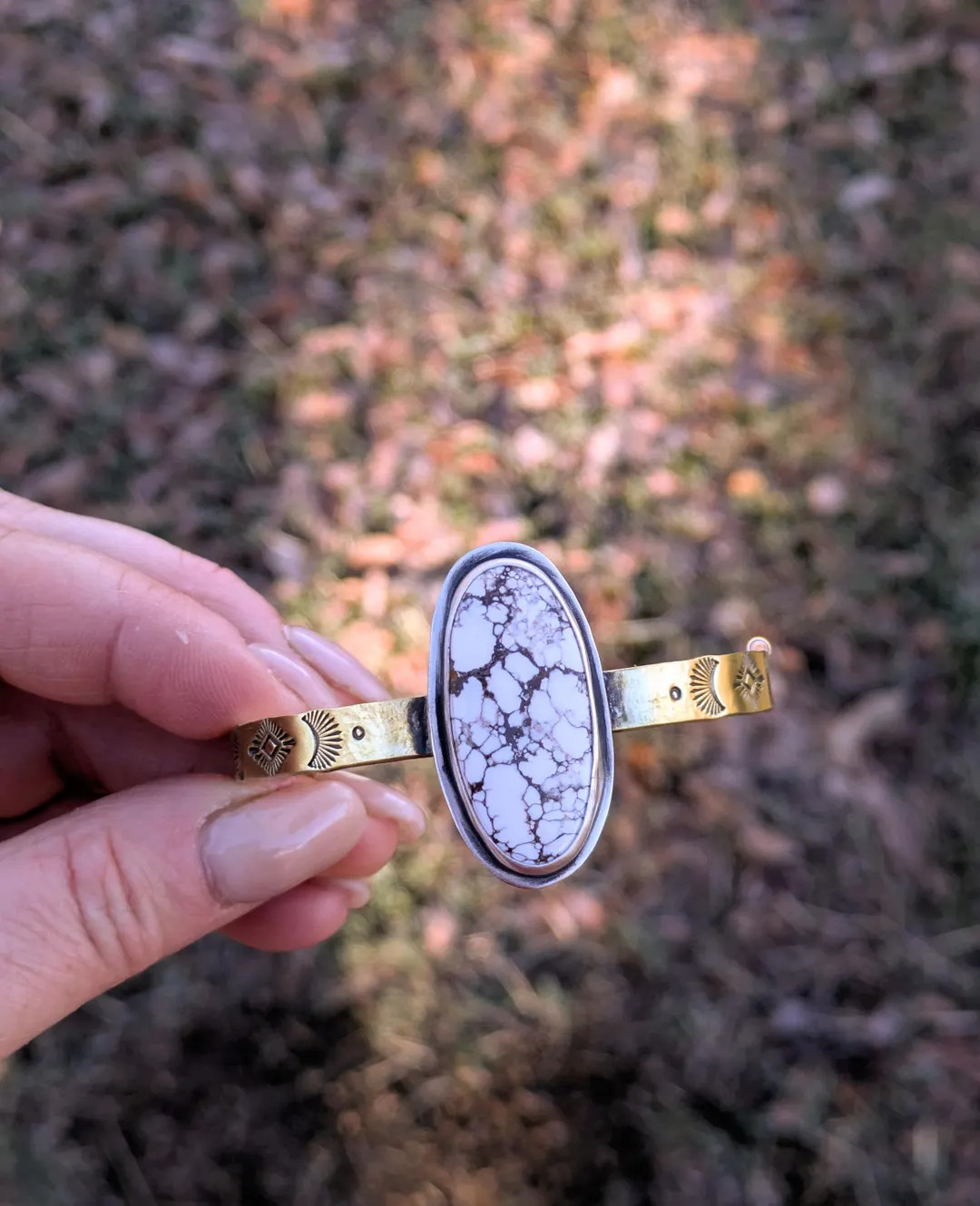 Wild Horse Magnesite Cuff Bracelet, Sterling Silver & Brass, OOAK | Etsy (US)
