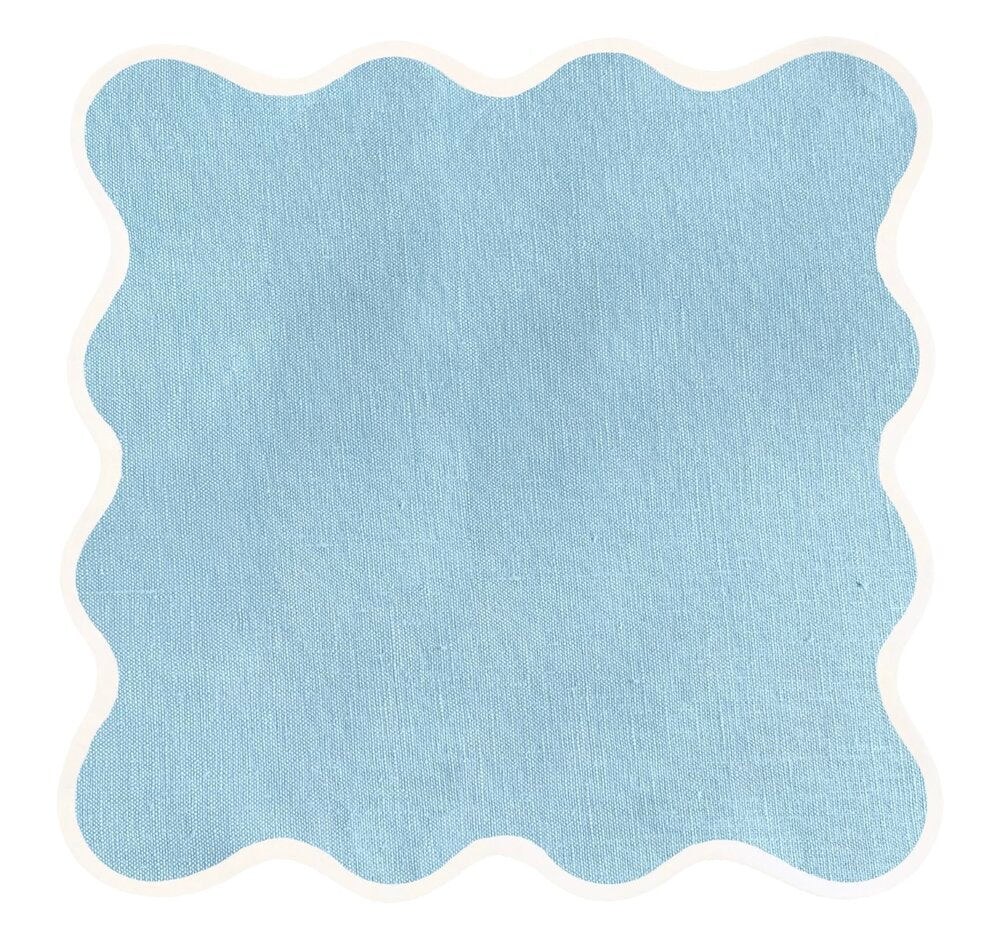 Linen Scalloped Square | Sky Blue | Fenwick Fields, LLC