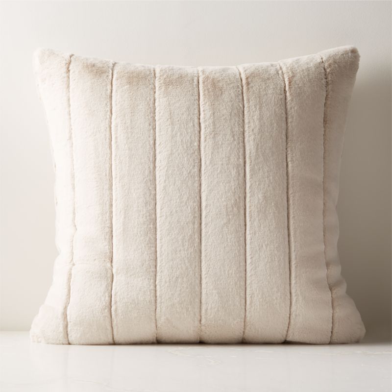 Channel Off-White Faux Fur Throw Pillow with Down-Alternative Insert 23" + Reviews | CB2 | CB2