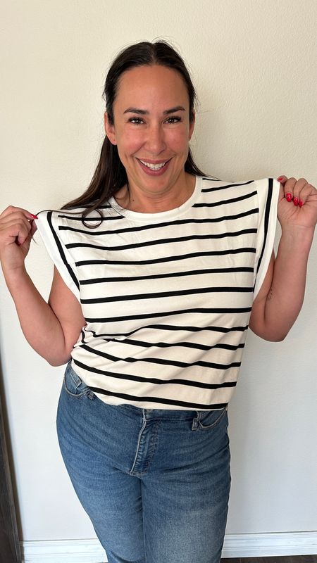 #walmartpartner I love this muscle tee so much so I had to get one in stripes too! I like them tucked in but they’re long enough if you want to wear them with biker shorts, you can leave them out! #walmartfashion @walmartfashion

#LTKSeasonal #LTKfindsunder50 #LTKstyletip