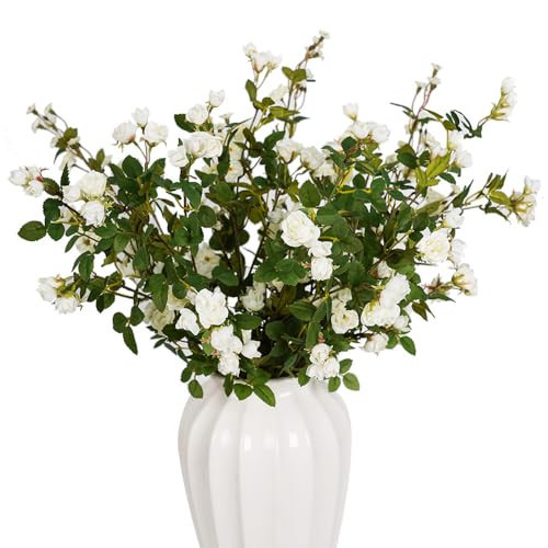 Melorca&Guilla Artificial Flowers Fake Flowers,6PCS 29" Artificial Rose for Vase, Long Stems White Artificial Flowers Faux Flower Arrangements for Shop Garden Office Home Décor(6, White Rose) | Amazon (US)