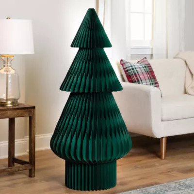 Northlight Tall Accordion Honeycomb Foldable Paper Christmas Tree - 4' - Dark Green | Belk