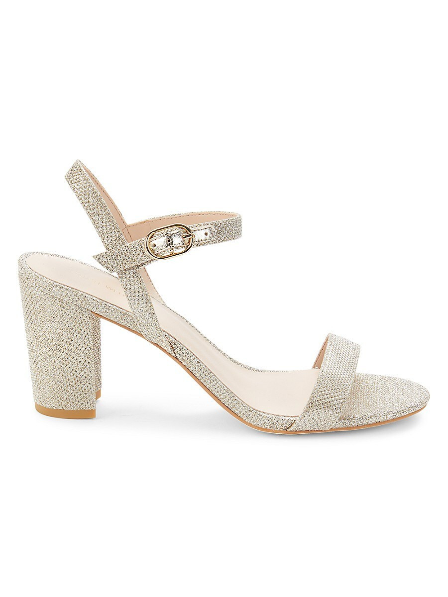 Stuart Weitzman Women's Dancer Textured Block Heel Sandals - Gold - Size 6.5 | Saks Fifth Avenue OFF 5TH