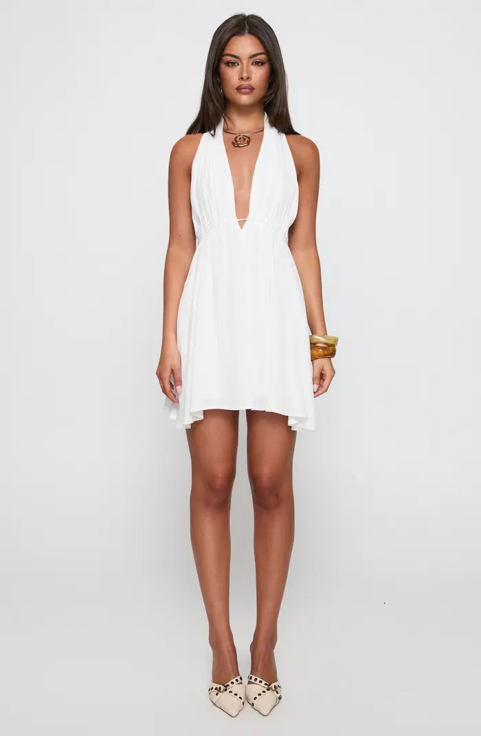 Saddler Plunge Halter Minidress | Nordstrom