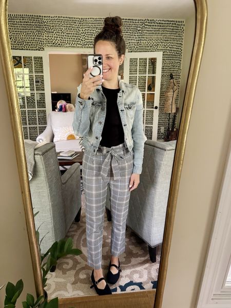 Monday Mom on the go and hair in a top knot spring outfit 🖤  My pants are old from TJMaxx. 

#LTKShoeCrush #LTKSeasonal #LTKOver40