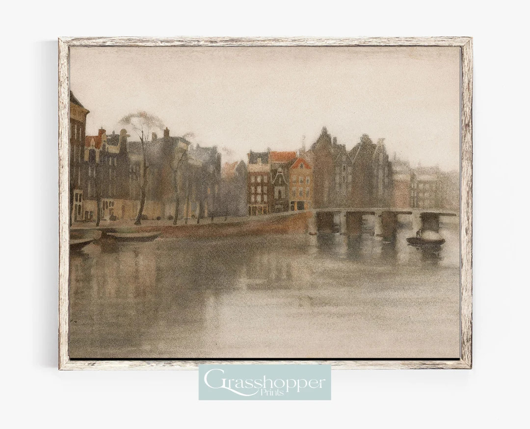 Vintage Amsterdam Print, Dutch Canals Watercolour, Antique Watercolour, European Wall Decor, PRIN... | Etsy (CAD)
