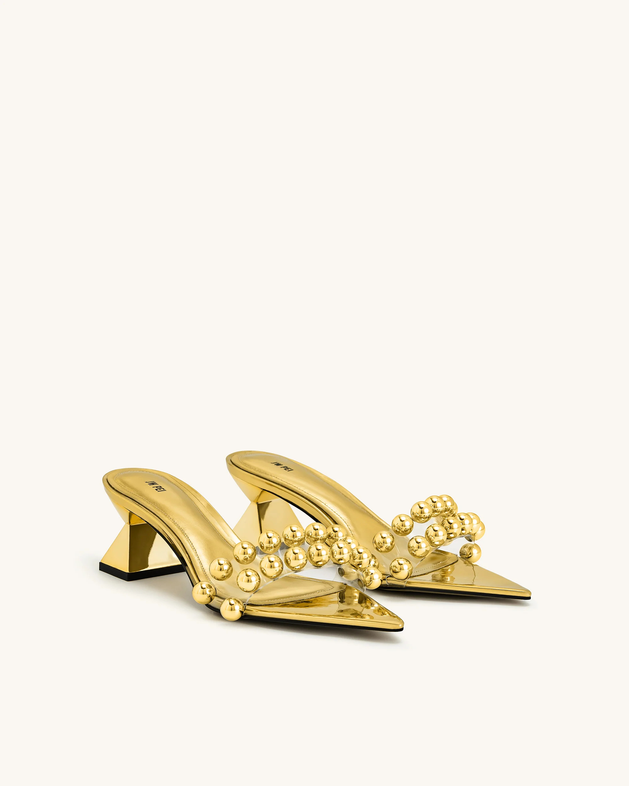 Gianna Beaded Strap Mules - Gold | JW PEI US