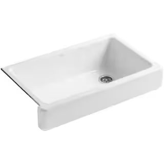 Whitehaven Farmhouse Apron Front Self-Trimming Cast Iron 36 in. Single Bowl Kitchen Sink in White | The Home Depot